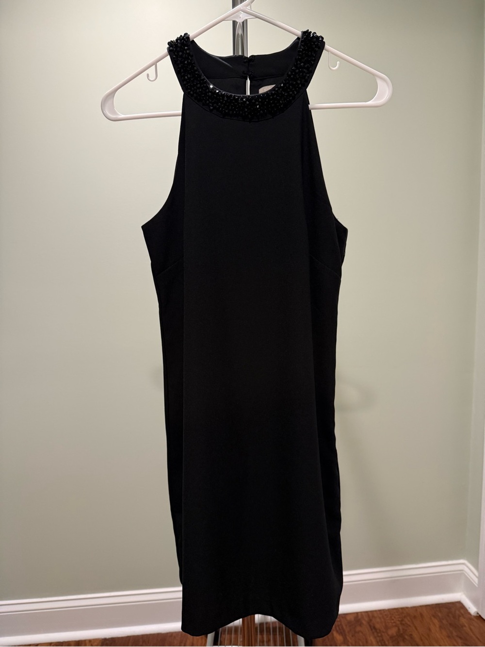 Banana Republic Black Beaded Neck Shift Dress Sleeveless Cocktail Party Size 0